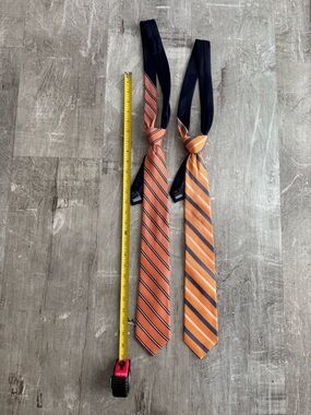 Tommy Hilfiger Orange Classic Striped Pre-Tied Neckties Set